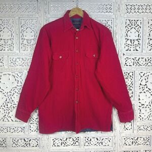 Vintage Sportswear Country Touch Red Corduroy Retro Button‎ Up Lined Shirt Sz M